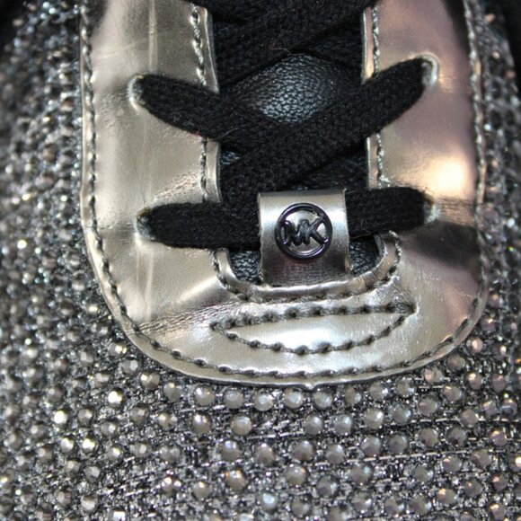 Michael Kors Allie Trainer Crystal Mesh Sneakers Silver Metallic-Women’s Size 8 - Picture 5 of 8